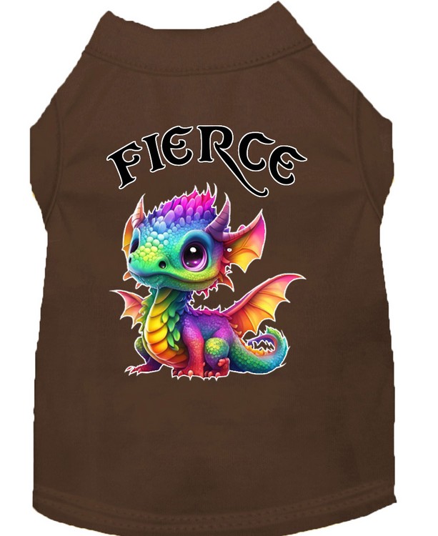 Fierce Dragon Screen Print Dog Shirt Brown Lg (14)